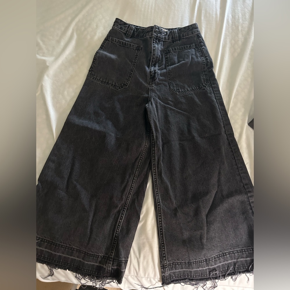 We The Free Black Wide Leg Denim
